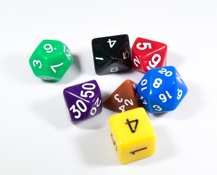 Rainbow Opaque 7 Die Set Polyhedral Dice by BrycesDice RPG Magic D&D Unique