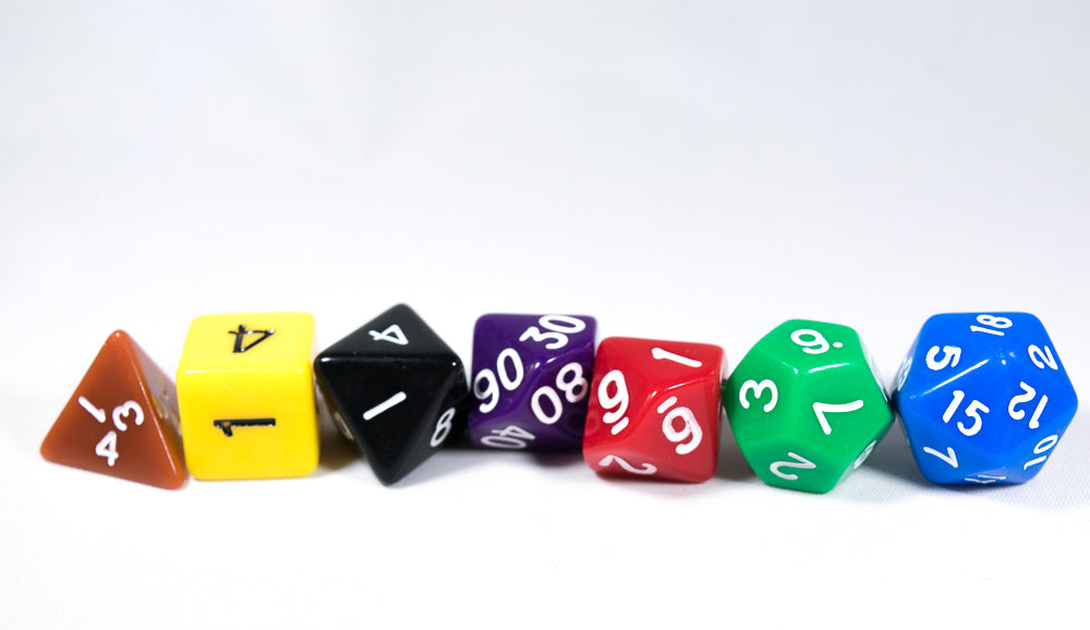 Rainbow Opaque 7 Die Set Polyhedral Dice by BrycesDice RPG Magic D&D Unique