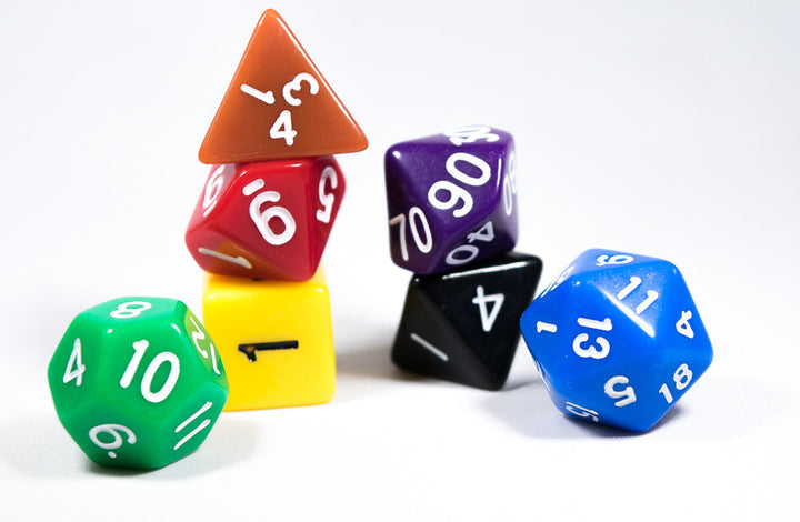 Rainbow Opaque 7 Die Set Polyhedral Dice by BrycesDice RPG Magic D&D Unique