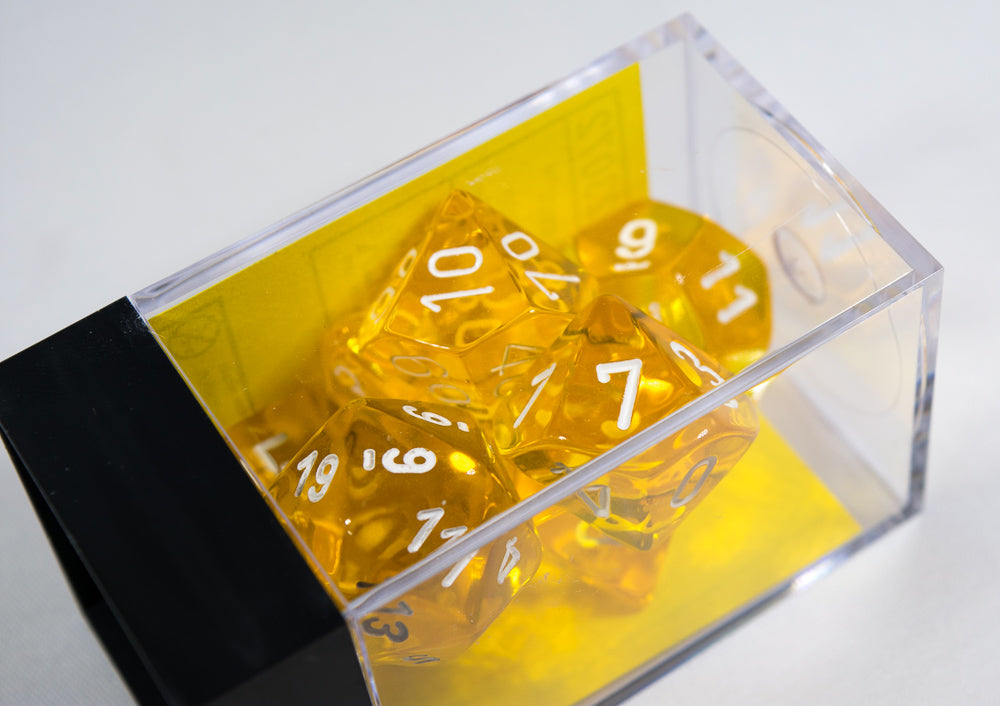 New Yellow Translucent 7-Die Chessex Sets Made in Germany CHX 23072