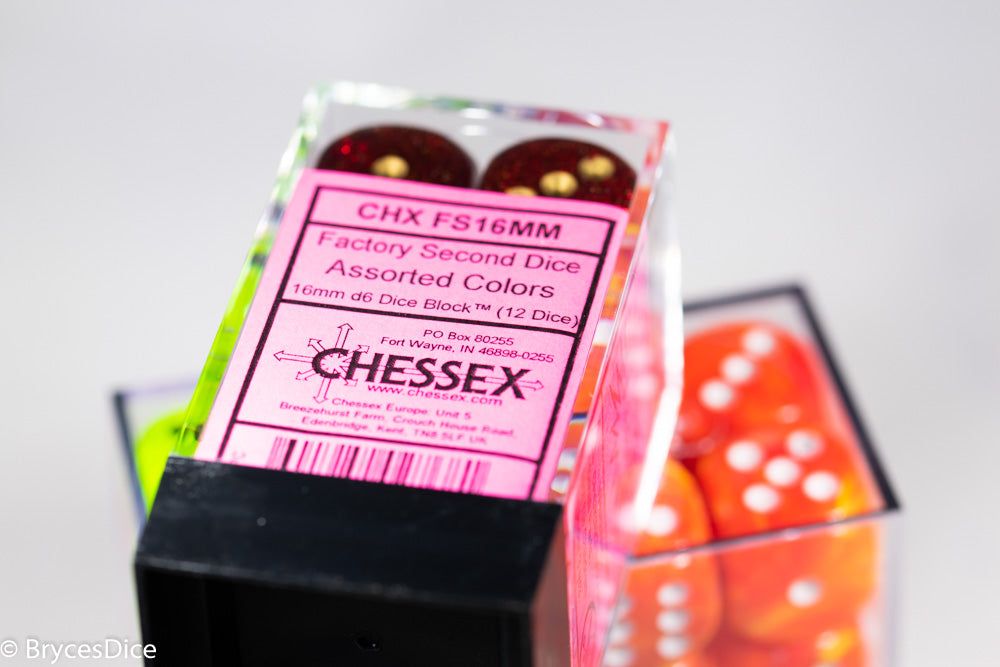 Factory-Second 16mm Dice Set d6 FS16MM Seconds | 12 Dice Block