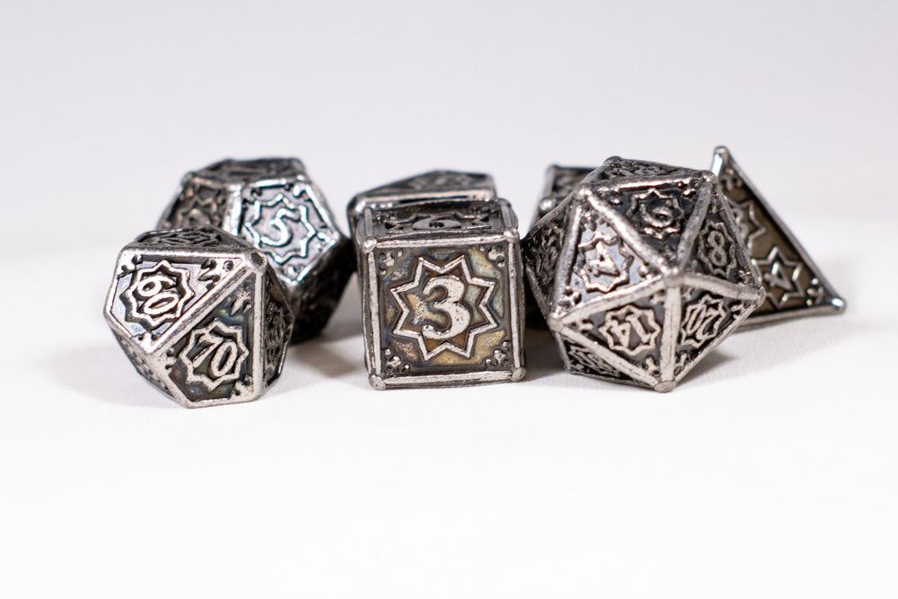 Orion's Silver 7-Dice Metal Set {North Star Dice Collection}
