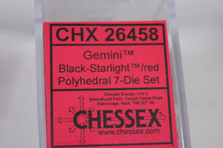CHX 26458 Polyhedral 7-Die Gemini Black-Starlight /red Numbers Set Of 7 Dice Chessex