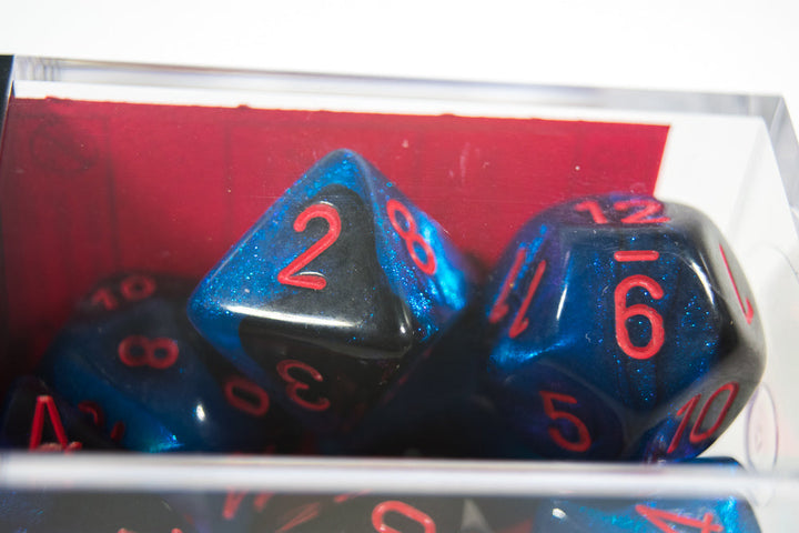 CHX 26458 Polyhedral 7-Die Gemini Black-Starlight /red Numbers Set Of 7 Dice Chessex