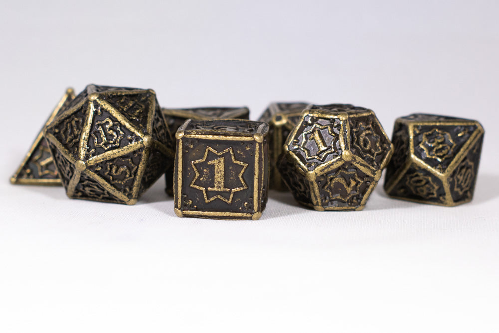 Ancient Gold 7-Dice Metal Set {North Star Dice Collection}