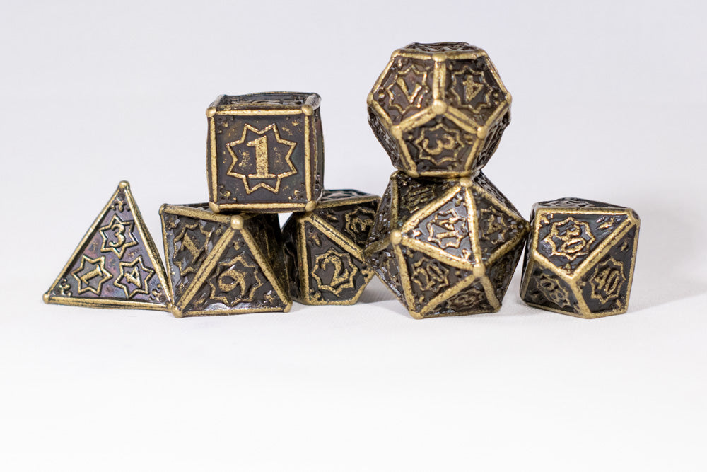 Ancient Gold 7-Dice Metal Set {North Star Dice Collection}