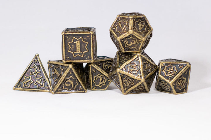 Ancient Gold 7-Dice Metal Set {North Star Dice Collection}
