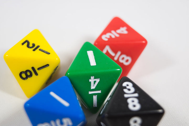 Math D8 Fractions Dice Kids Math Koplow Game 1, 3/4, 7/8, 5/8, 1/4, 3/8, 1/8, 1/2