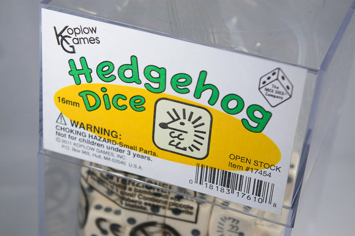 Hedgehog Opaque Dice 16mm D6 Koplow Dice - with Black Pips