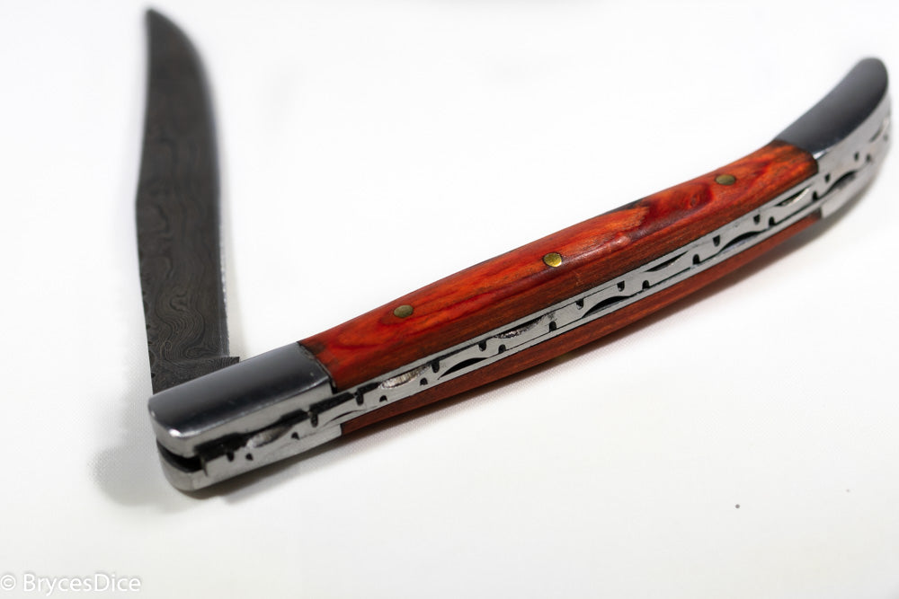 (Brown Wood) 9" Damascus Pocket Knife