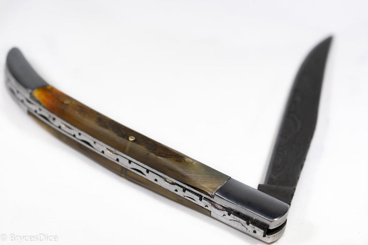 (Brown) 9" Damascus Pocket Knife