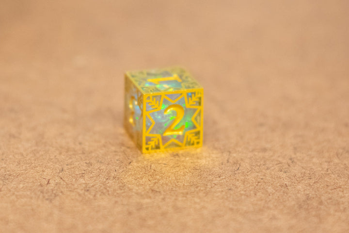 Single d20/d6 Forged in Frost (Resin Dice Encased in Metal) Permafrost/Purple/Opal/Dragon