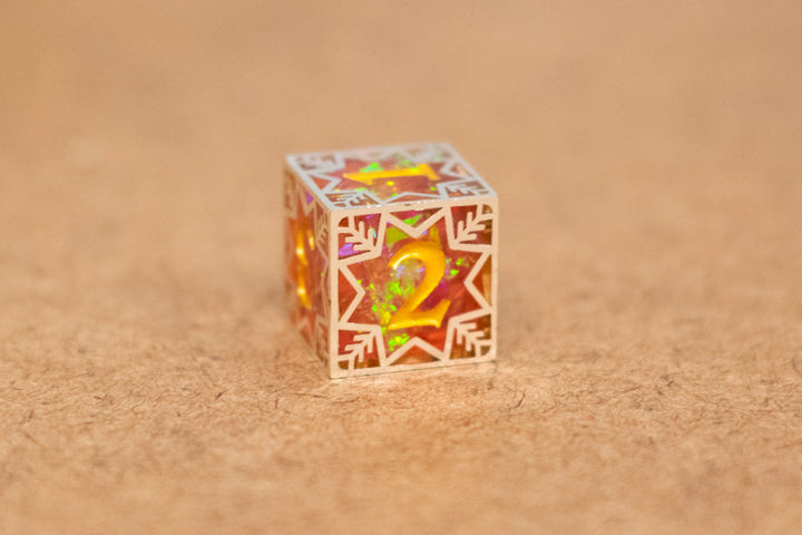Single d20/d6 Forged in Frost (Resin Dice Encased in Metal) Permafrost/Purple/Opal/Dragon