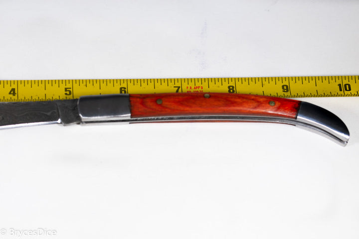 (Brown Wood) 9" Damascus Pocket Knife