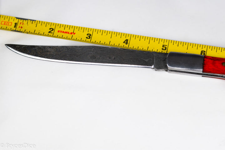 (Brown Wood) 9" Damascus Pocket Knife