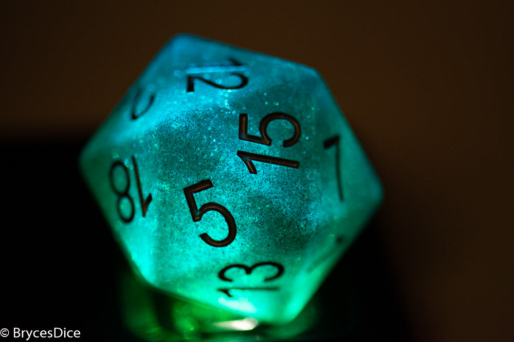 Green/Blue Jumbo D20 38MM, Big Size 20 Sides Dice  Big 20 Faces Cube 1.5 inch Bescon