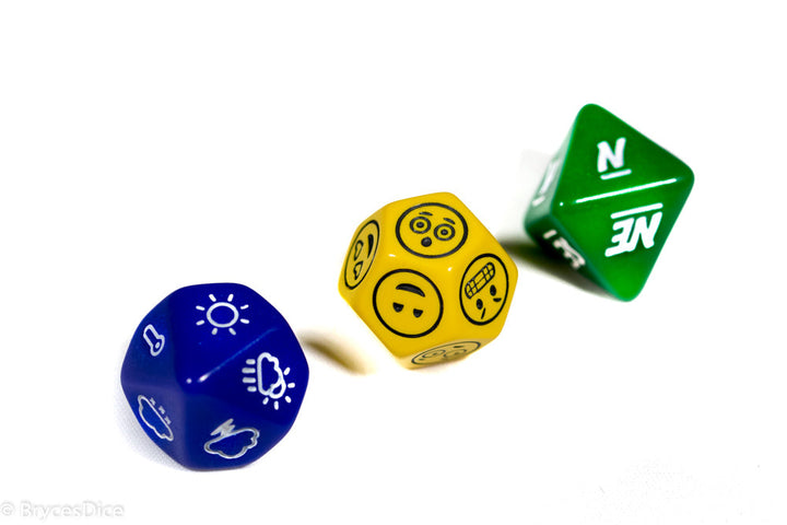 Emotion, Weather, and Direction Dice 3pc Set by Bescon
