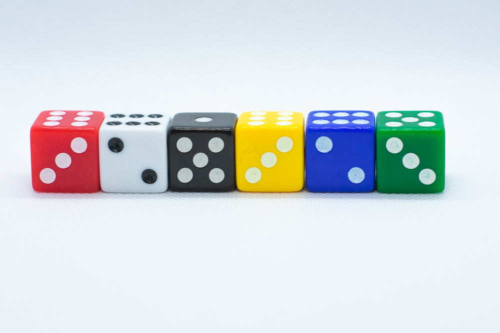 Square Edge 16mm Opaque Dice (Red/Yellow/Green/Blue/Black/White) | sold by the piece