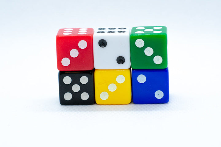 Square Edge 16mm Opaque Dice (Red/Yellow/Green/Blue/Black/White) | sold by the piece