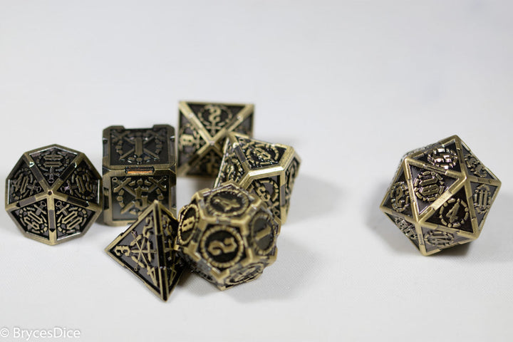 Gold Sword Strengthened Metal 7-Dice Set
