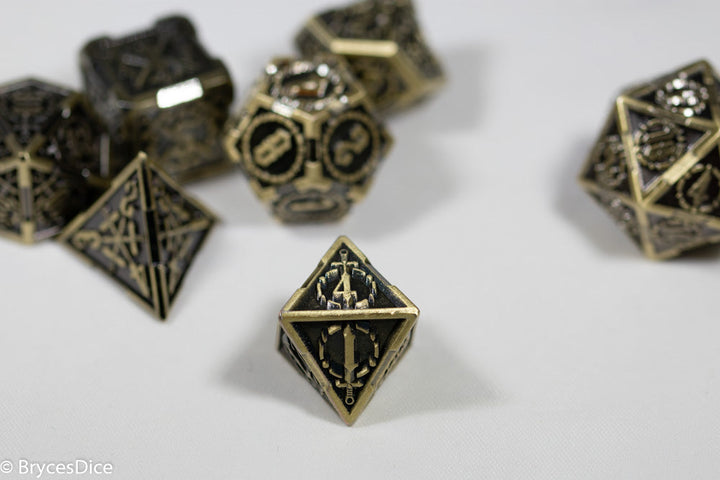 Gold Sword Strengthened Metal 7-Dice Set