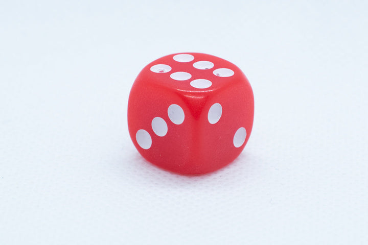 Opaque 16mm Pipped d6 Dice Red/Orange/Yellow/Green/Blue/Purple/White/Black/Pink (sold by the piece)
