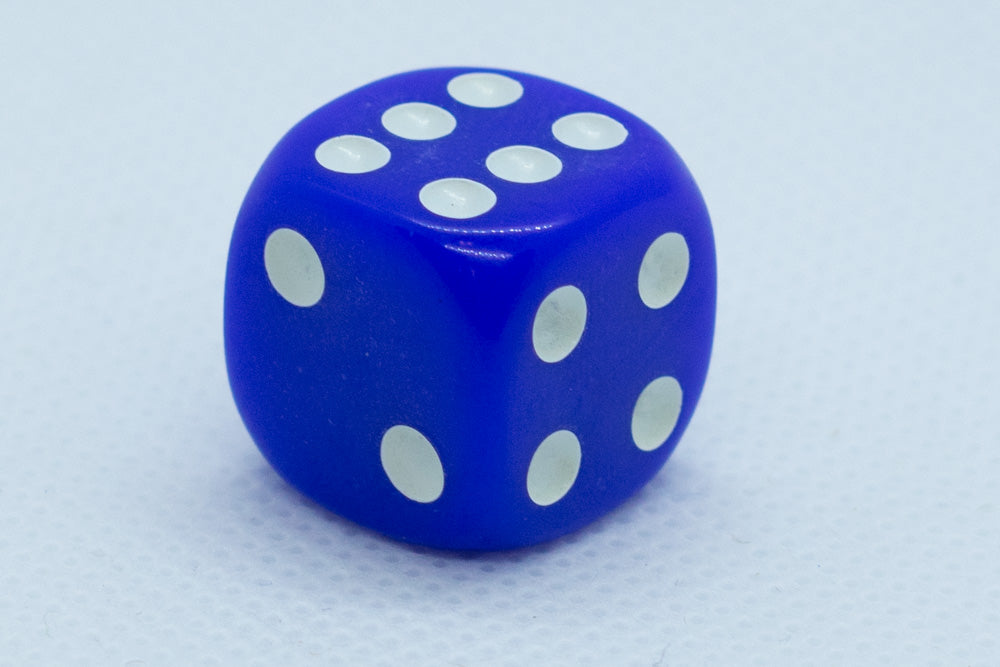 Opaque 16mm Pipped d6 Dice Red/Orange/Yellow/Green/Blue/Purple/White/Black/Pink (sold by the piece)