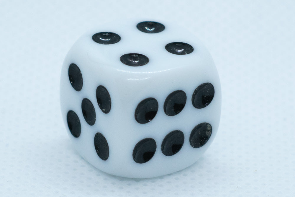 Opaque 16mm Pipped d6 Dice Red/Orange/Yellow/Green/Blue/Purple/White/Black/Pink (sold by the piece)