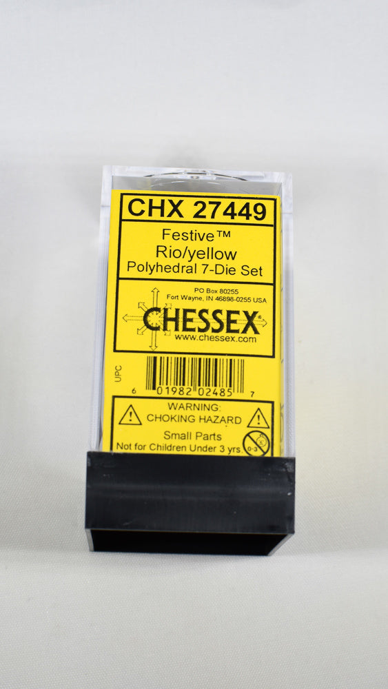 CHX 27449 Polyhedral 7-Die Festive Rio w/ Yellow Numbers