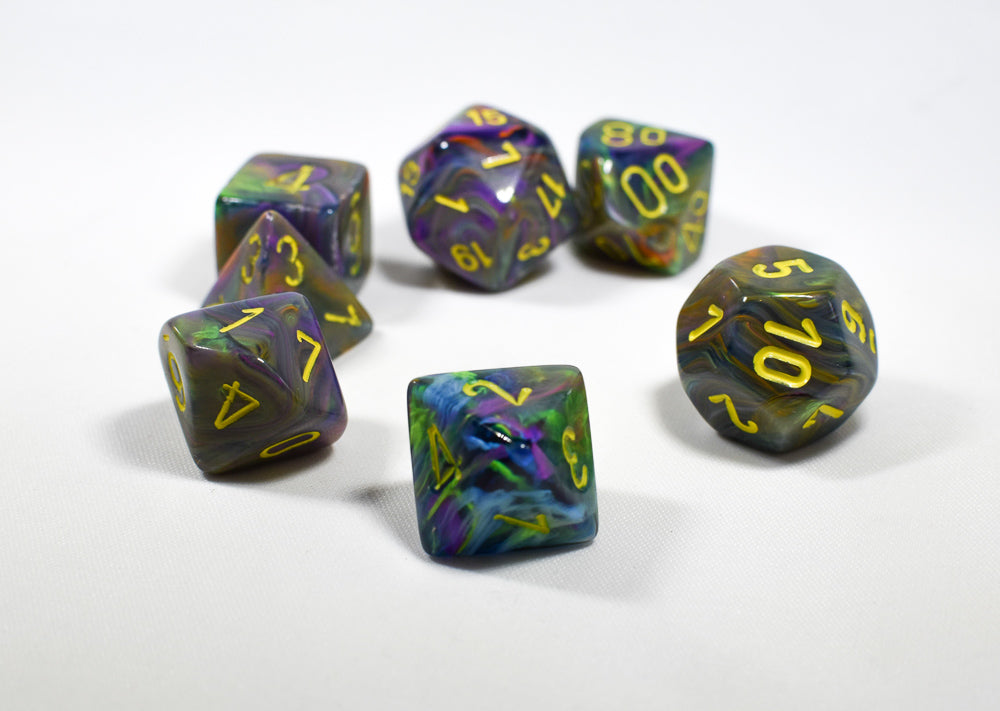 CHX 27449 Polyhedral 7-Die Festive Rio w/ Yellow Numbers
