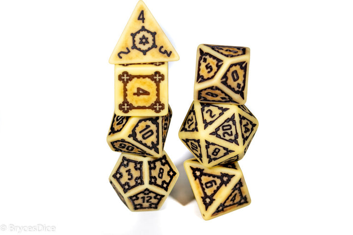 (Brown) Ancient Huge Castle Dice (D6:25mm) 7-Dice
