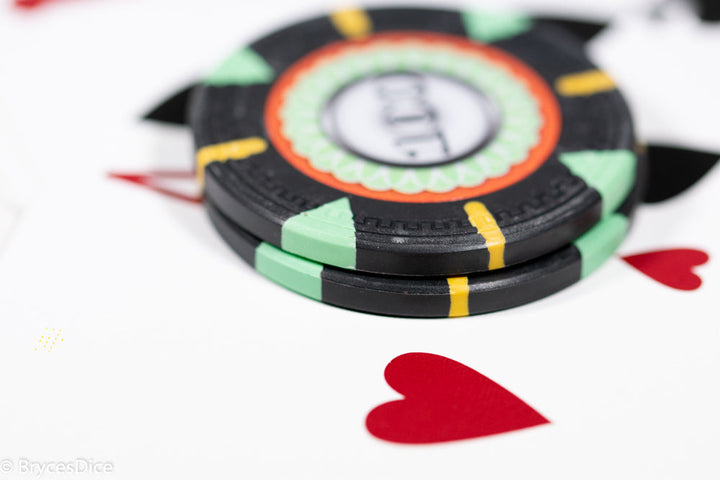 13.5g 'Basic' Poker Chip (100) Black/mint/yellow [sold by the piece]