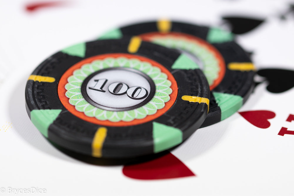13.5g 'Basic' Poker Chip (100) Black/mint/yellow [sold by the piece]