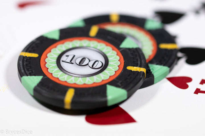 13.5g 'Basic' Poker Chip (100) Black/mint/yellow [sold by the piece]