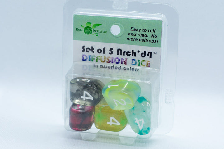 Set of 5 Arch'd4 Diffusion Dice in Assorted Colors by R4I
