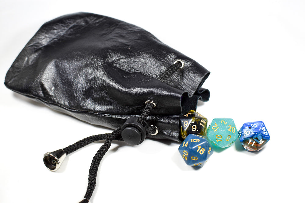 Handmade Leather Dice Bag (Black)