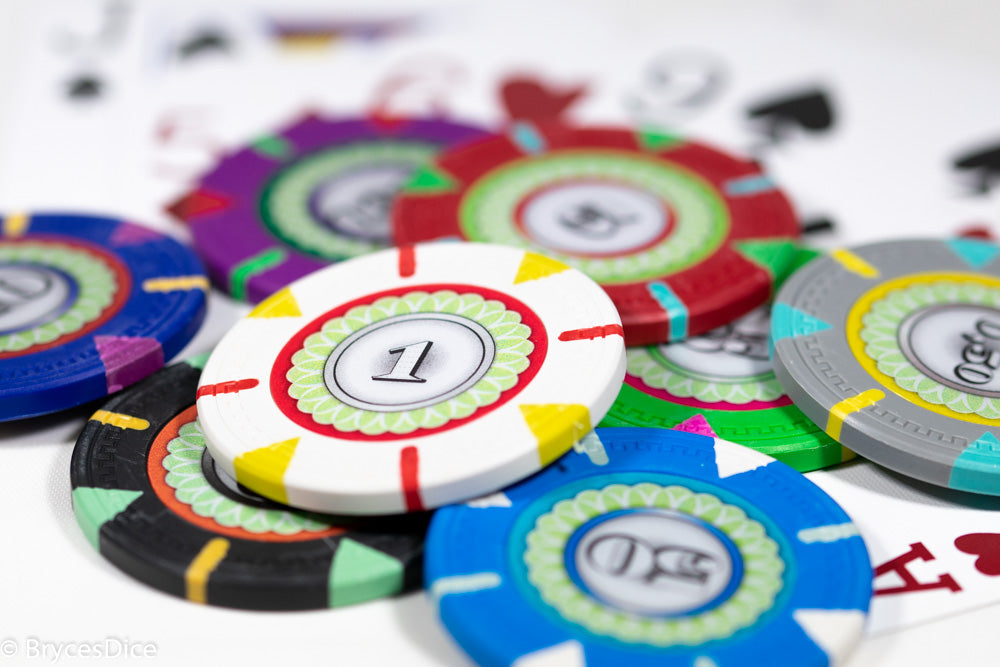 13.5g 'Basic' Poker Chip (100) Black/mint/yellow [sold by the piece]