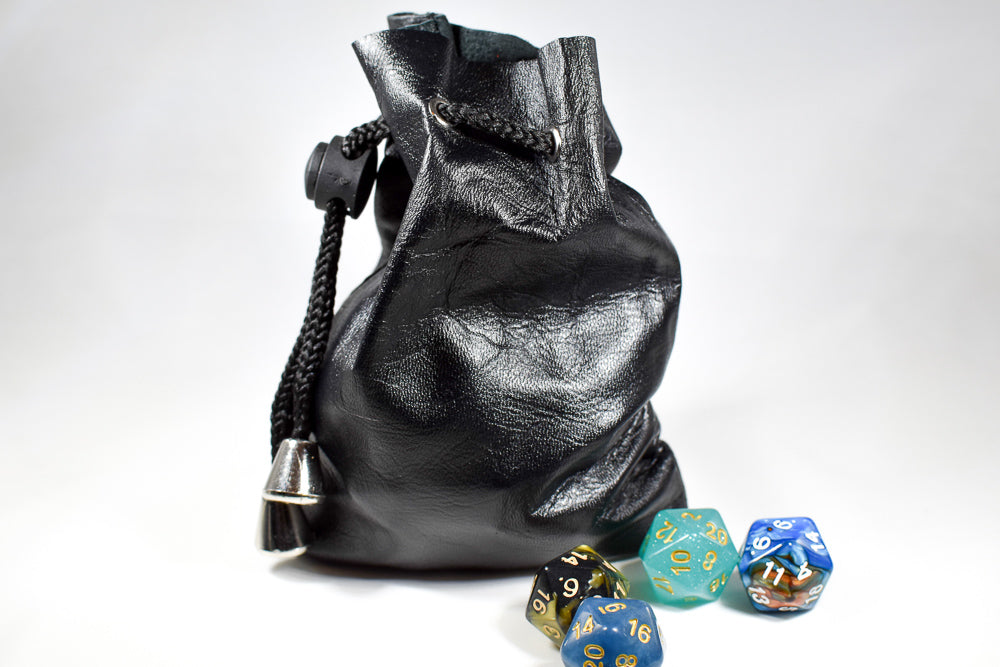Handmade Leather Dice Bag (Black)