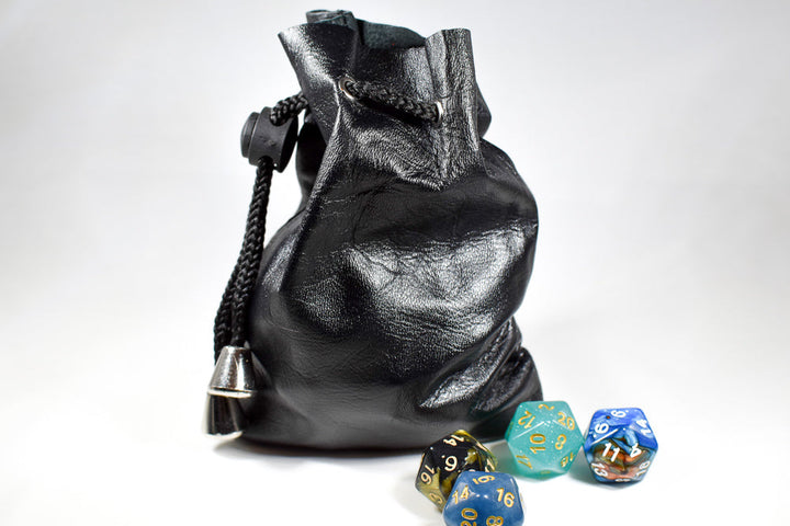 Handmade Leather Dice Bag (Black)