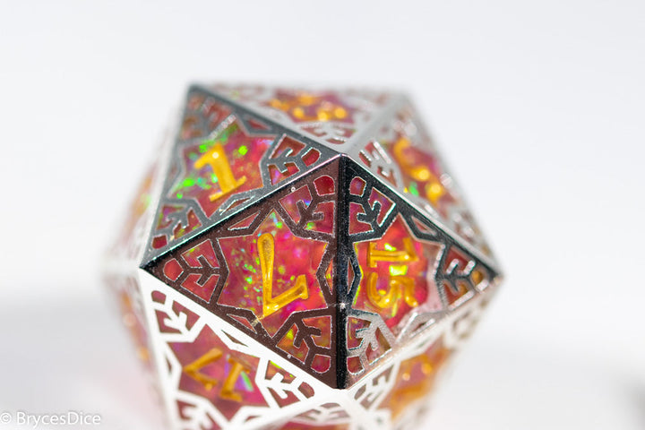 Forged Dragon Fruit Forged in Frost Dice Set (Resin Dice Encased in Metal)