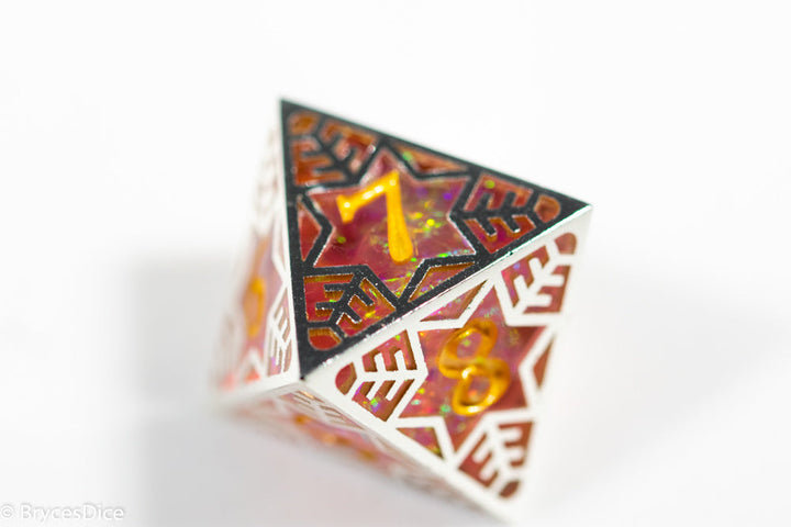 Forged Dragon Fruit Forged in Frost Dice Set (Resin Dice Encased in Metal)