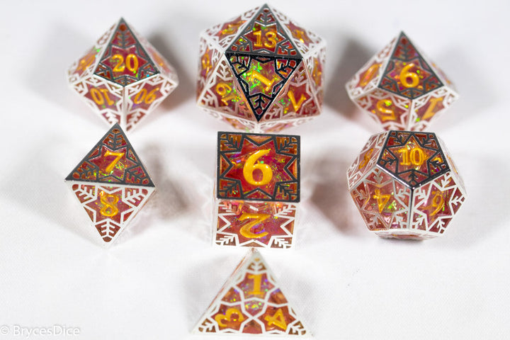 Forged Dragon Fruit Forged in Frost Dice Set (Resin Dice Encased in Metal)