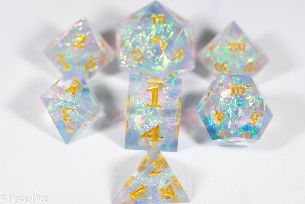Opal Forged in Frost Dice Set (Resin Dice) Sharp Edge Dice