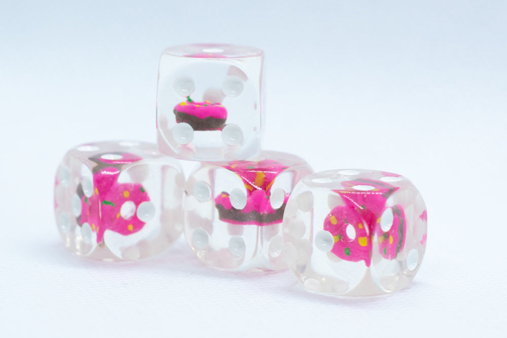 Pink Donut Pipped d6 16mm (Custom Dice) *Sold per die
