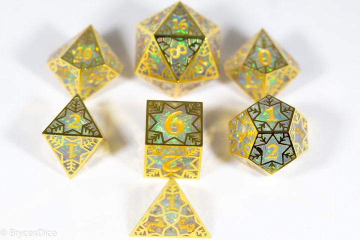 Forged Opal Forged in Frost Dice Set (Resin Dice Encased in Metal)