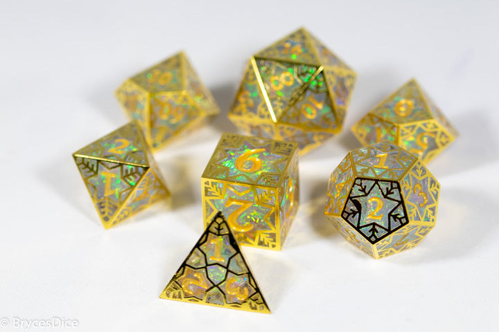 Forged Opal Forged in Frost Dice Set (Resin Dice Encased in Metal)