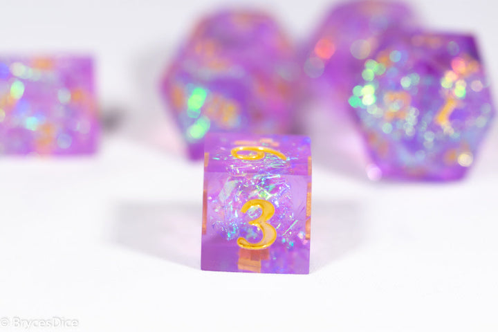 Pinnacle of Purple Forged in Frost Dice Set (Resin Dice) Sharp Edge Dice