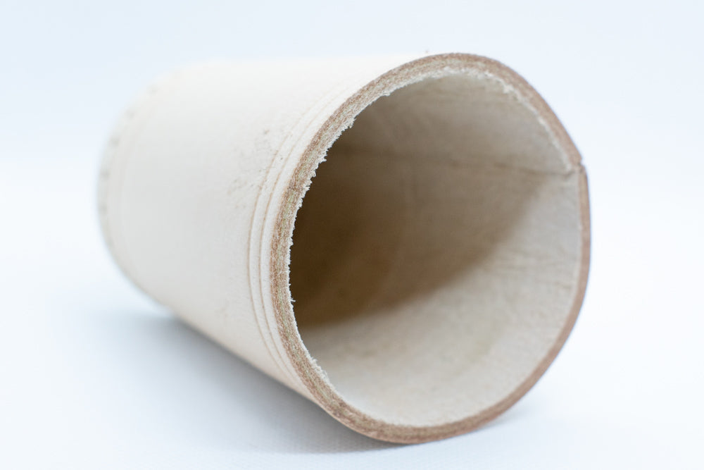 Handmade Leather Dice Cup (Off-White) No Lining white thread Simple