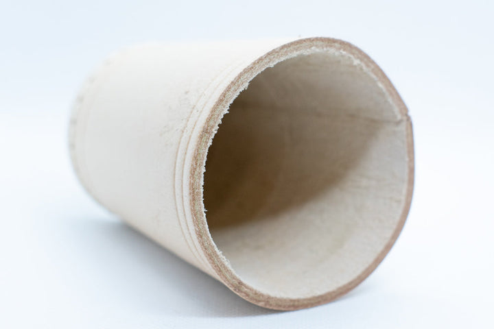 Handmade Leather Dice Cup (Off-White) No Lining white thread Simple