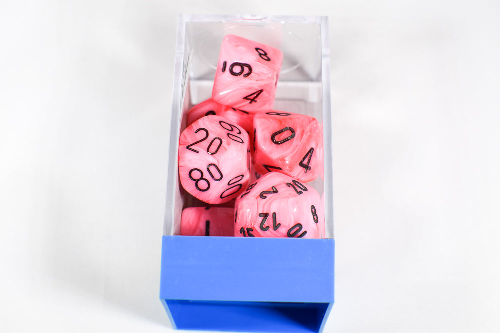 Vortex Snow Pink/Black 7-Die Set Lab Dice
